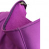 Poncho cape violet avec capuche en softshell doublé de polaire de couleur violet pressionné devant Détail capuche