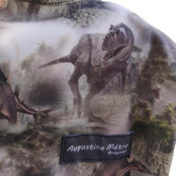 Étiquette Augustine Métro sur la veste Jurassique artisanale