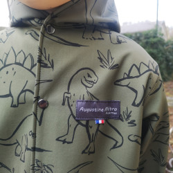 veste coupe droite avec capuche en softshell imprimé ' Dinosaures'