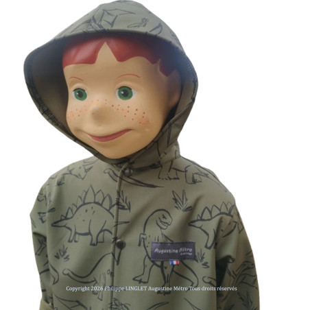 veste coupe droite avec capuche en softshell imprimé ' Dinosaures'