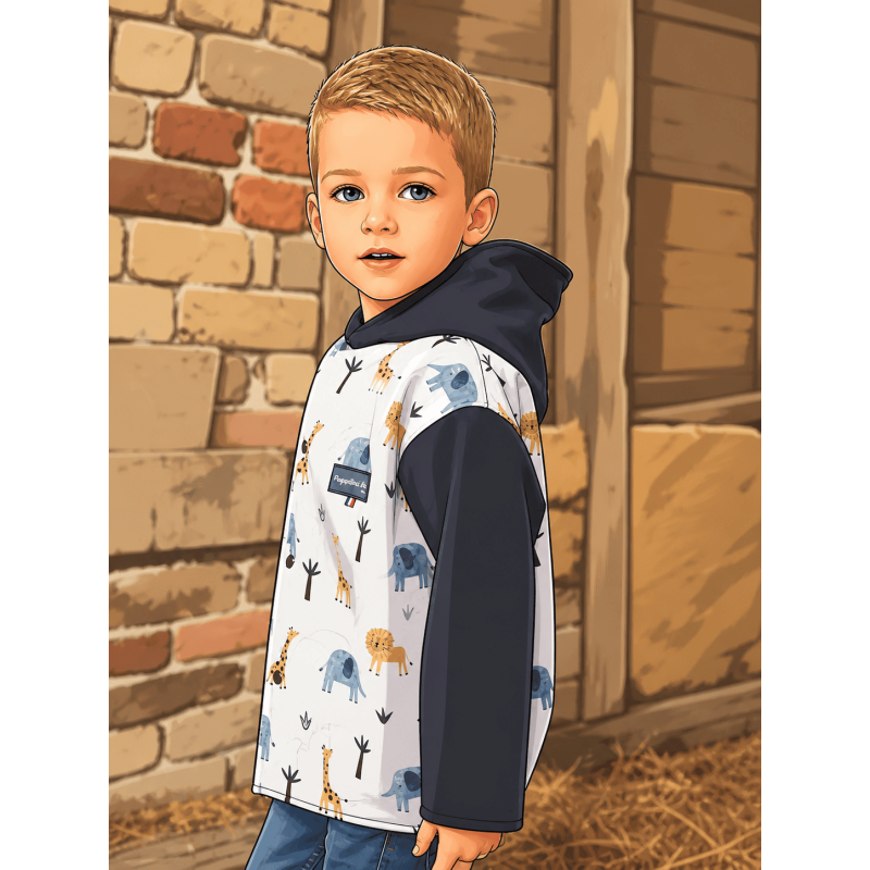 Veste coupe droite 'Animaux de la savane'