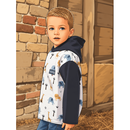 Veste coupe droite 'Animaux de la savane'