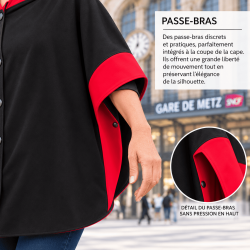 Passe-bras d'une cape bicolore noire et rouge