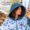 Cape adulte à capuche Giboulées et Pétrole en softshell doublée micro polaire Pétrole Une grande capuche confortable