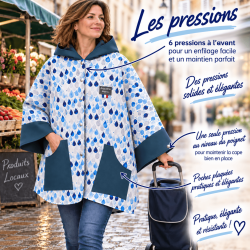 Cape adulte à capuche Giboulées et Pétrole en softshell doublée micro polaire Pétrole Les pressions  Augustine Métro