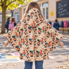Cape enfant Poneys en softshell avec capuche vue de dos doublure micro-polaire beige