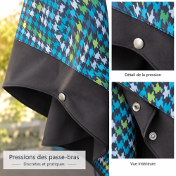 Pressions passe-bras de la cape bicolore pied de coq & noir Augustine Métro