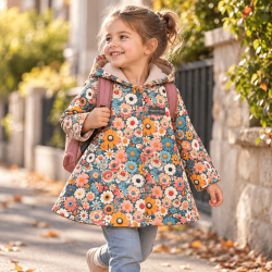 Veste fille en softshell imprimé Marguerites Augustine Métro