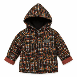 Veste avec capuche pressionnée coupe droite imprimé 'pied de coq'