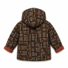 Veste avec capuche pressionnée coupe droite imprimé 'pied de coq' de dos