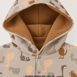 Capuche de la veste Diplodocus doublée en micro-polaire Camel
