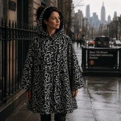 Cape avec capuche pour adulte en softshell imprimé NUMBER