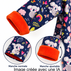 Détail de la doublure intérieure de la veste fille Koalas en softshell