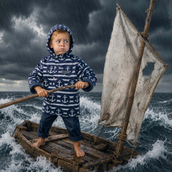 Veste coupe droite Popeye en softshell avec capuche et pressionnée sur le devant