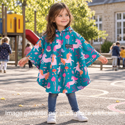 Cape Lili Lili taille 1 pour enfant de 2 ans au 5 ans doublé de micropolaire de couleur vert canard Augustine Métro