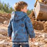 Dos de la veste enfant Pelleteuse en softshell imprimé engins de chantier – Augustine Métro
