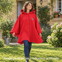 Cape adulte BURLAT rouge en softshell doublé de micro-polaire rouge